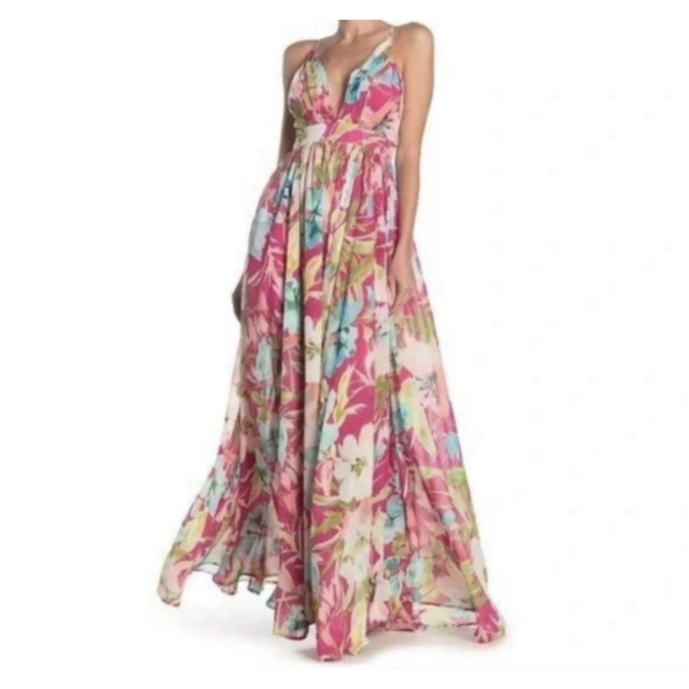 New Meghan Los Angeles Maxi Dress Women's Small Sleeveless Pink Floral Cóctel